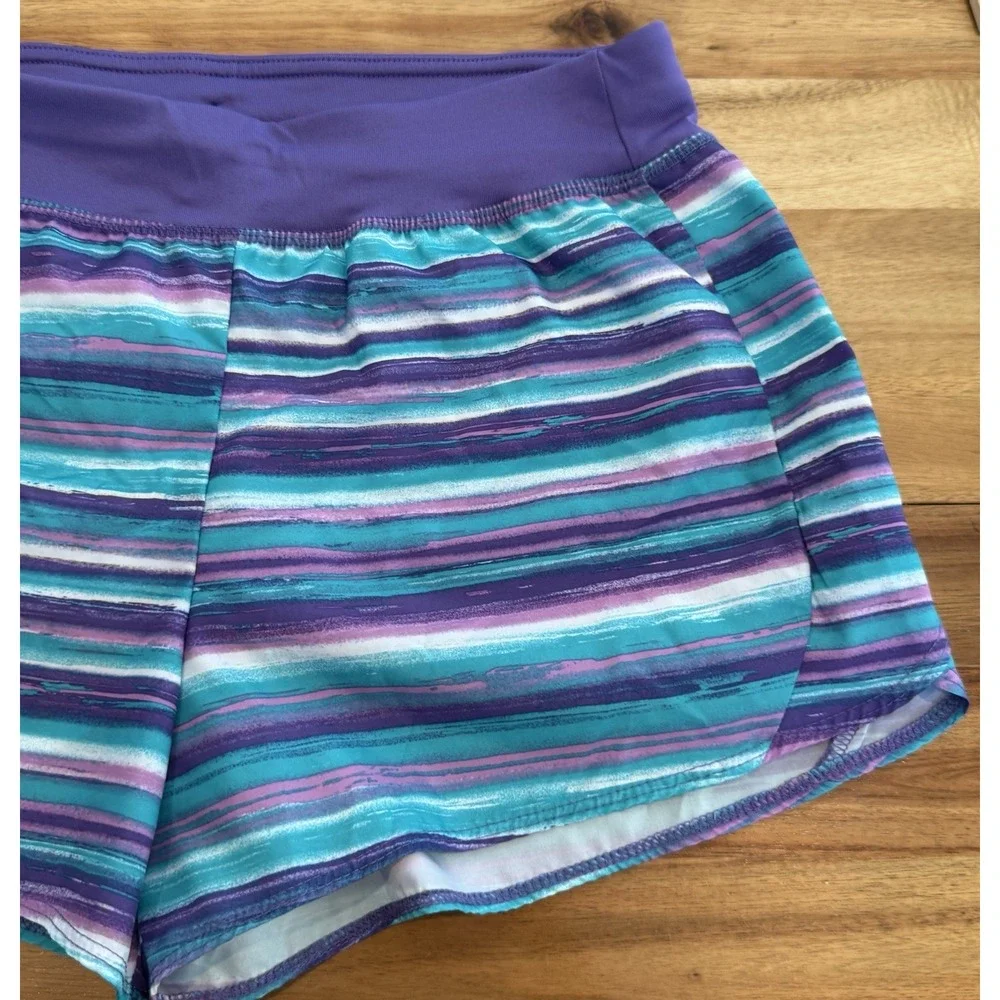 Athletic Works DriWorks Girls Active Running Shorts Purple Teal Lined Size 14/16